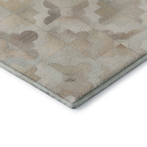 HomeRoots 9' X 12' Modern Geometric Washable Area Rug in Ivory, Beige & Gray - UV & Stain Resistant Design 644711