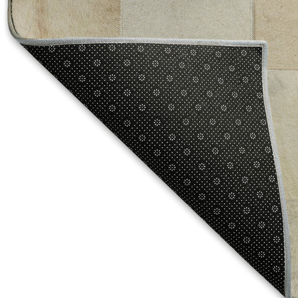 HomeRoots 8' Round Patchwork Rug in Taupe, Ivory & Beige - Washable, UV-Protected & Perfect for High-Traffic Areas 644721