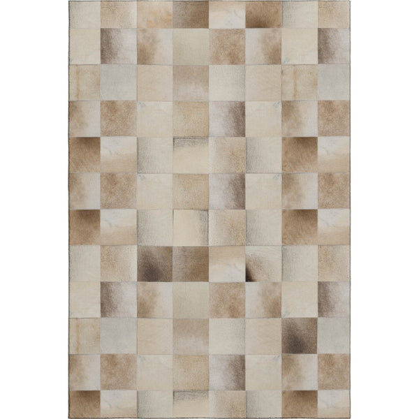 HomeRoots 8' X 10' Taupe Ivory Beige Patchwork Area Rug - Washable, UV Protected, Stain Resistant & Durable 644722
