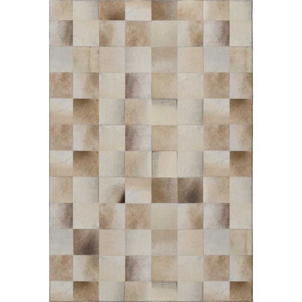 HomeRoots 10' Taupe Ivory & Beige Patchwork Washable Area Rug - Durable, Stain-Resistant with UV Protection 644724