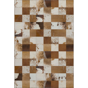 HomeRoots 9' X 12' Stylish Brown and Ivory Patchwork Area Rug - Washable, UV Protected & Stain Resistant Design 644729