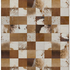HomeRoots 10' Brown and Ivory Patchwork Area Rug - Washable, UV Protected, Stain Resistant, Ideal for Family Homes 644730