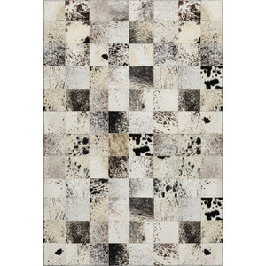 HomeRoots 5' Stylish Granite Gray, Ivory & Black Patchwork Area Rug - Washable, UV Protected & Stain Resistant 644732