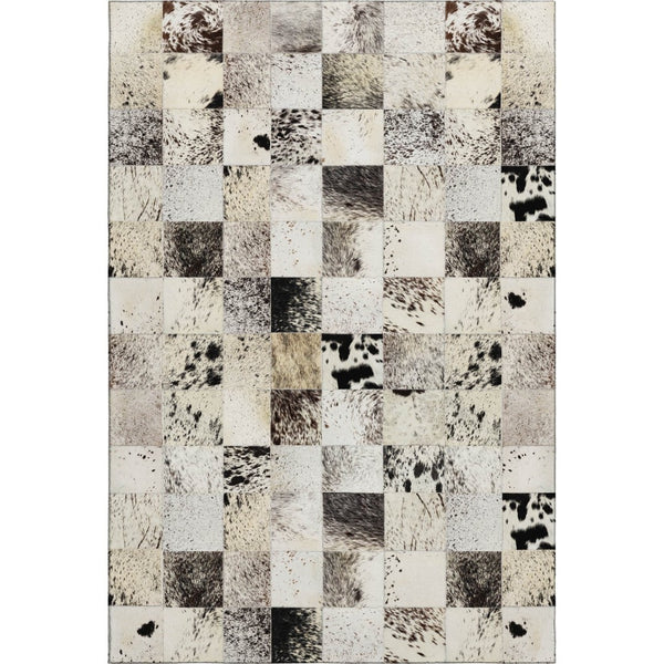 HomeRoots 5' Stylish Granite Gray, Ivory & Black Patchwork Area Rug - Washable, UV Protected & Stain Resistant 644732