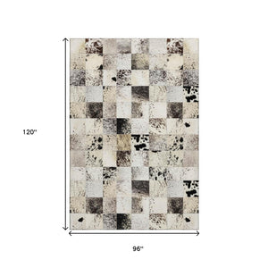 HomeRoots 8' X 10' Stylish Granite Gray, Ivory & Black Patchwork Area Rug - Washable, UV Protected & Durable! 644734