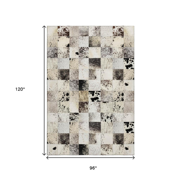 HomeRoots 8' X 10' Stylish Granite Gray, Ivory & Black Patchwork Area Rug - Washable, UV Protected & Durable! 644734