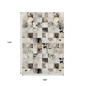 HomeRoots 9' X 12' Durable Granite Gray Patchwork Area Rug - Washable, Stain Resistant, UV Protected for Homes 644735