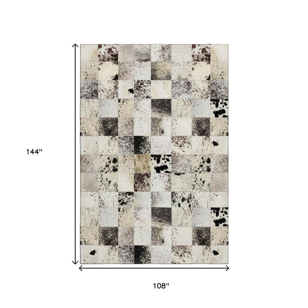 HomeRoots 9' X 12' Durable Granite Gray Patchwork Area Rug - Washable, Stain Resistant, UV Protected for Homes 644735