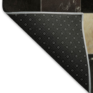 HomeRoots 5' X 8' Stylish Black Ivory Beige Patchwork Area Rug - Washable, UV-Protected, Pet-Friendly Design 644738