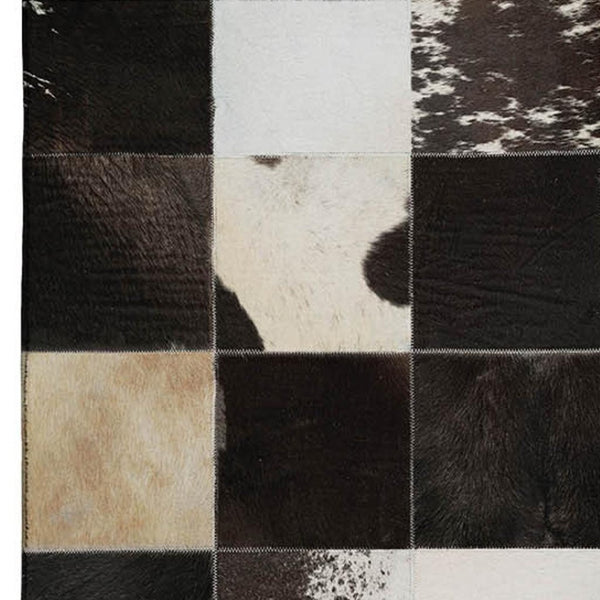 HomeRoots 8' X 10' Washable Black Ivory Beige Patchwork Area Rug - UV Protected, Stain Resistant & Durable Style 644740