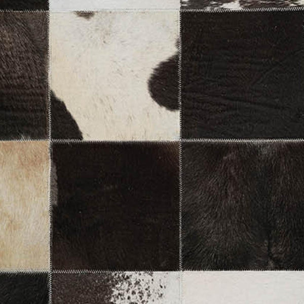 HomeRoots 8' X 10' Washable Black Ivory Beige Patchwork Area Rug - UV Protected, Stain Resistant & Durable Style 644740