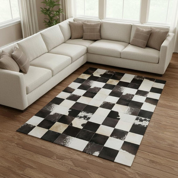 HomeRoots 10' Black Ivory Beige Patchwork Washable Area Rug - UV Protected, Durable, Perfect for High-Traffic Spaces 644742