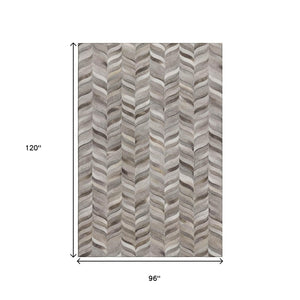 HomeRoots 8' X 10' Gray and Ivory Geometric Area Rug – Stylish, Washable, UV-Protected for Busy Homes 644746