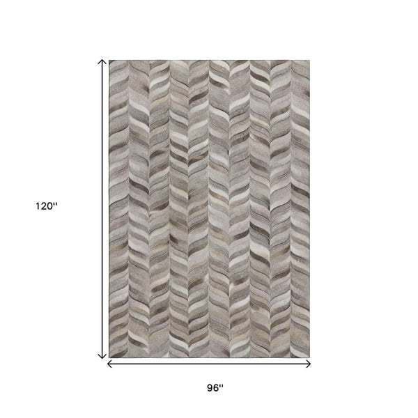 HomeRoots 8' X 10' Gray and Ivory Geometric Area Rug – Stylish, Washable, UV-Protected for Busy Homes 644746