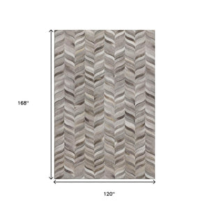 HomeRoots 10' Gray and Ivory Geometric Washable Area Rug - UV Protected, Durable, Modern Design for Homes 644748