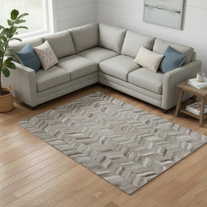 HomeRoots 10' Gray and Ivory Geometric Washable Area Rug - UV Protected, Durable, Modern Design for Homes 644748