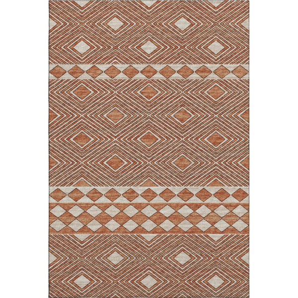 HomeRoots 9' X 12' Burnt Sienna Geometric Area Rug – Washable, UV Protected, Durable for Busy Homes & Spaces 644759
