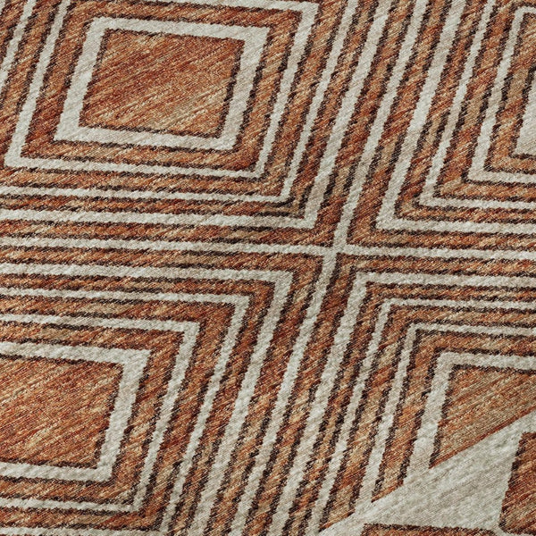 HomeRoots 9' X 12' Burnt Sienna Geometric Area Rug – Washable, UV Protected, Durable for Busy Homes & Spaces 644759