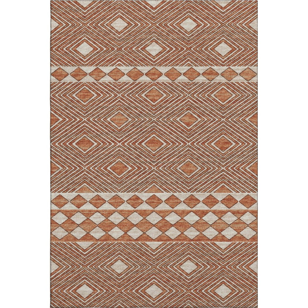 HomeRoots 10' Modern Burnt Sienna & Ivory Geometric Washable Area Rug with UV Protection for Busy Homes 644760