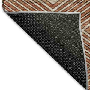 HomeRoots 10' Modern Burnt Sienna & Ivory Geometric Washable Area Rug with UV Protection for Busy Homes 644760