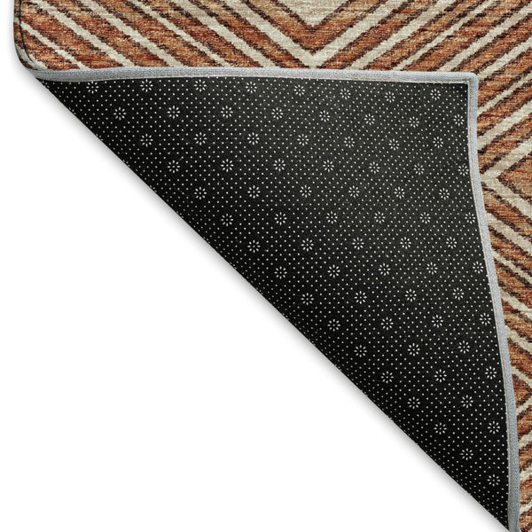 HomeRoots 10' Modern Burnt Sienna & Ivory Geometric Washable Area Rug with UV Protection for Busy Homes 644760