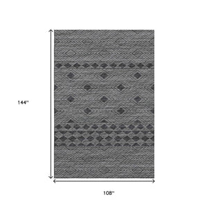 HomeRoots 9' X 12' Gray and Black Geometric Washable Area Rug – Stylish, Durable, UV-Protected for High-Traffic Spaces 644771