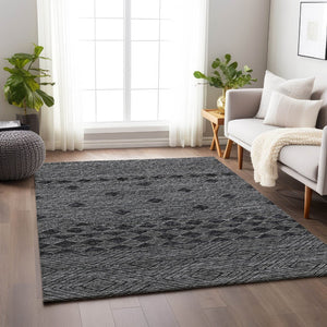 HomeRoots 9' X 12' Gray and Black Geometric Washable Area Rug – Stylish, Durable, UV-Protected for High-Traffic Spaces 644771