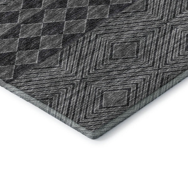 HomeRoots 9' X 12' Gray and Black Geometric Washable Area Rug – Stylish, Durable, UV-Protected for High-Traffic Spaces 644771