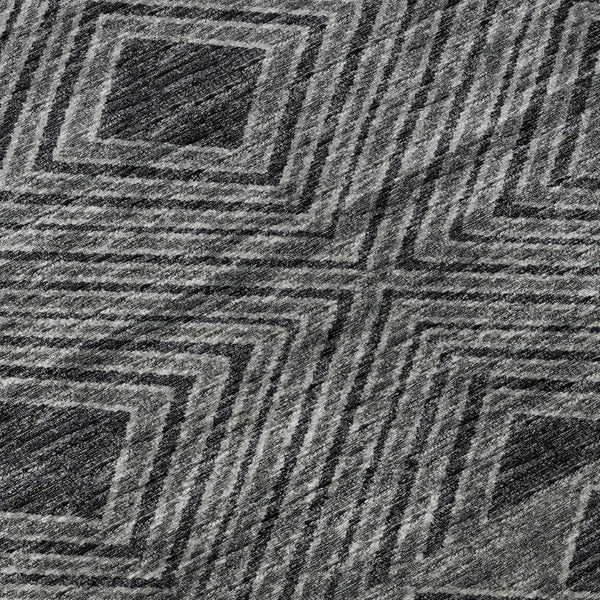 HomeRoots 9' X 12' Gray and Black Geometric Washable Area Rug – Stylish, Durable, UV-Protected for High-Traffic Spaces 644771