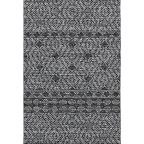 HomeRoots 10' X 14' Gray and Black Geometric Area Rug - Washable, Stain Resistant, UV Protected for Modern Homes 644772