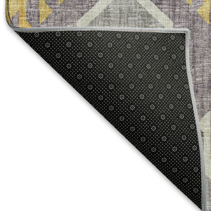 HomeRoots 8' Purple Ivory and Gold Tribal Round Rug - Stylish, Washable, Durable with UV Protection for Homes 644787