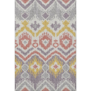 HomeRoots 9' X 12' Purple Ivory Gold Tribal Area Rug - Washable, UV Protected, Stain Resistant for High Traffic Areas 644789