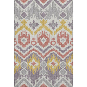 HomeRoots 10' X 14' Stylish Purple Ivory Gold Tribal Washable Area Rug - Durable, UV Protected, Low Maintenance 644790