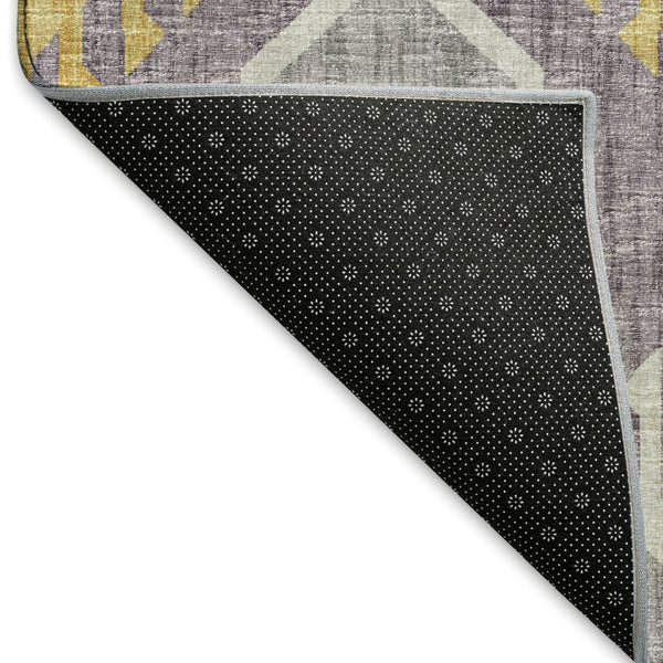 HomeRoots 10' X 14' Stylish Purple Ivory Gold Tribal Washable Area Rug - Durable, UV Protected, Low Maintenance 644790