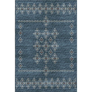 HomeRoots 8' X 10' Tribal Blue, Rust & Ivory Washable Area Rug - UV Protected, Stain Resistant, Durable Design 644806