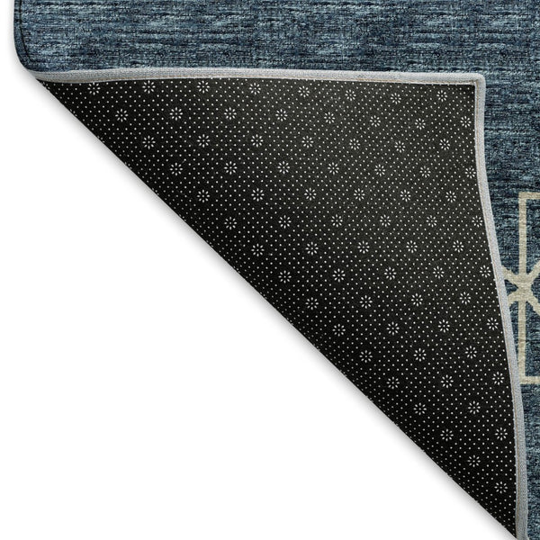 HomeRoots 9' X 12' Tribal Area Rug in Blue, Rust & Ivory - Durable, Washable, UV Protected for Family Homes 644807