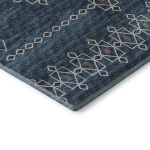 HomeRoots 9' X 12' Tribal Area Rug in Blue, Rust & Ivory - Durable, Washable, UV Protected for Family Homes 644807