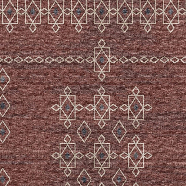 HomeRoots 8' X 10' Tribal Area Rug in Burnt Sienna, Ivory & Black - Washable, UV-Protected & Stain-Resistant 644812
