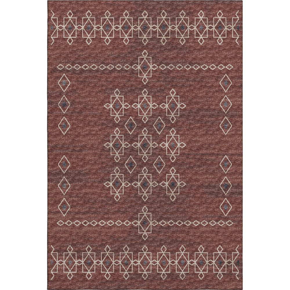 HomeRoots 9' X 12' Burnt Sienna Tribal Area Rug with UV Protection - Durable, Washable, and Stylish for Homes 644813