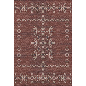HomeRoots 9' X 12' Burnt Sienna Tribal Area Rug with UV Protection - Durable, Washable, and Stylish for Homes 644813