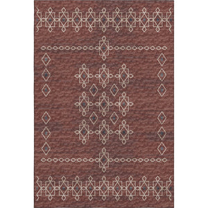 HomeRoots 10' X 14' Washable Area Rug in Burnt Sienna & Ivory - Tribal Design with UV Protection & Stain Resistance 644814