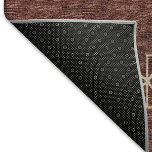 HomeRoots 10' X 14' Washable Area Rug in Burnt Sienna & Ivory - Tribal Design with UV Protection & Stain Resistance 644814
