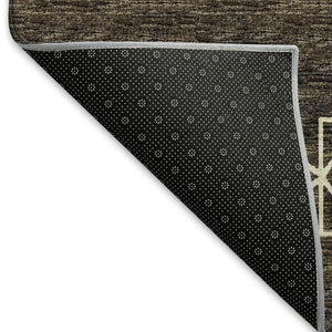 HomeRoots 5' X 8' Brown Ivory Gold Tribal Area Rug - Washable, UV Protected, Soft, Durable for Busy Homes 644816