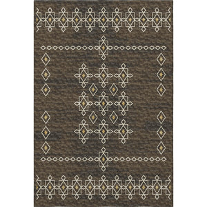 HomeRoots 9' X 12' Versatile Brown Ivory Gold Tribal Washable Area Rug with UV Protection for High-Traffic Spaces 644819