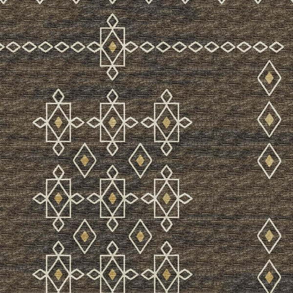 HomeRoots 10' Brown Ivory Gold Tribal Area Rug - Washable, UV-Protected, Stain-Resistant for Busy Homes 644820