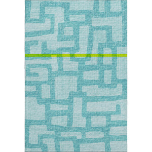 HomeRoots 9' X 12' Turquoise & Sky Blue Abstract Area Rug - Stylish, Washable, UV Protected for Any Room! 644837