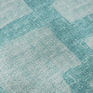 HomeRoots 9' X 12' Turquoise & Sky Blue Abstract Area Rug - Stylish, Washable, UV Protected for Any Room! 644837