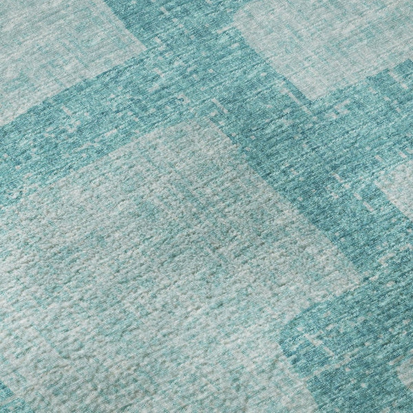 HomeRoots 9' X 12' Turquoise & Sky Blue Abstract Area Rug - Stylish, Washable, UV Protected for Any Room! 644837