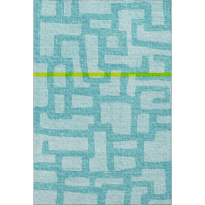 HomeRoots 10' Turquoise & Sky Blue Abstract Area Rug - Washable, UV Protected, Perfect for Kids & Pets! 644838