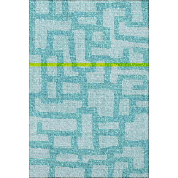 HomeRoots 10' Turquoise & Sky Blue Abstract Area Rug - Washable, UV Protected, Perfect for Kids & Pets! 644838